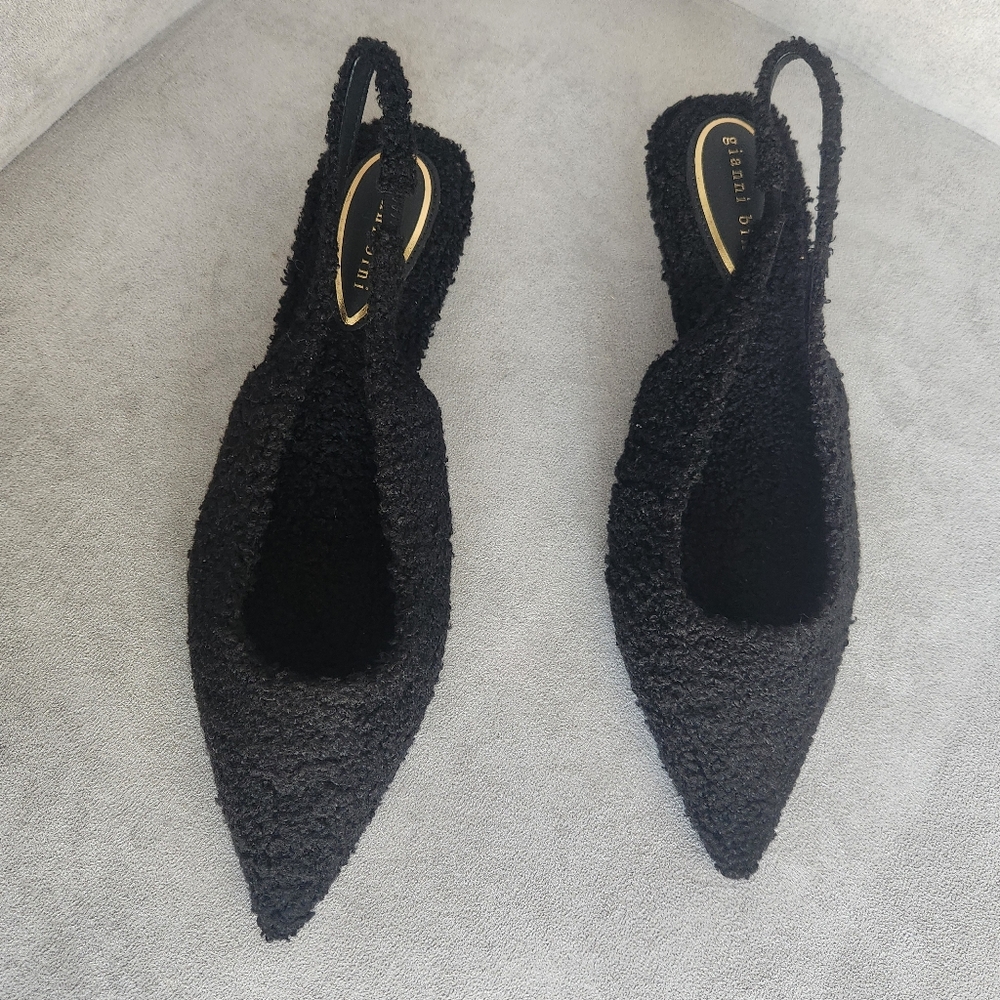 Gianni Bini pumps 9.5 black shearling Britnie slingback kitten pointy new $120